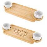 HH75105 Bamboo Serving Tray With Porcelain Bowls And Custom Imprint